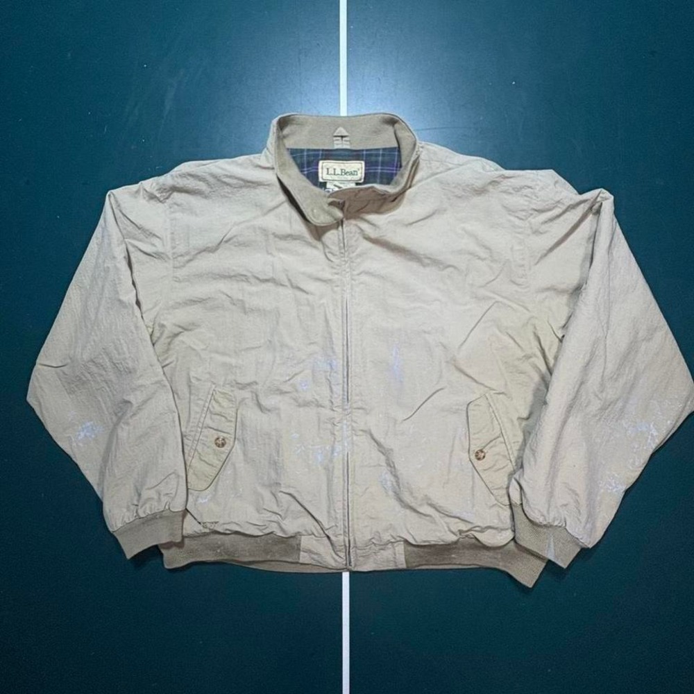 L.L Bean Khaki bomber jacket‎ flannel lined size men's XL Paint marks